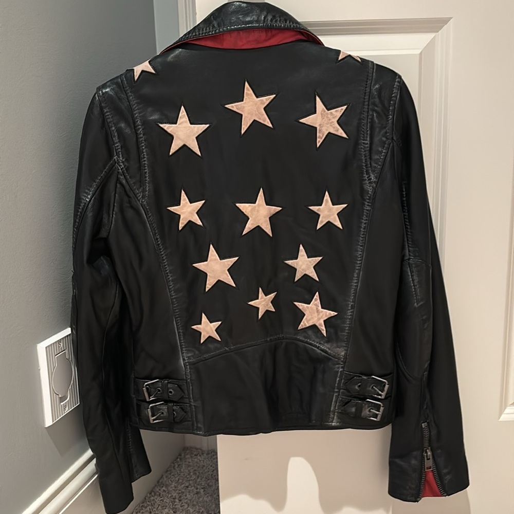 NWT leather with stars bomber jacket